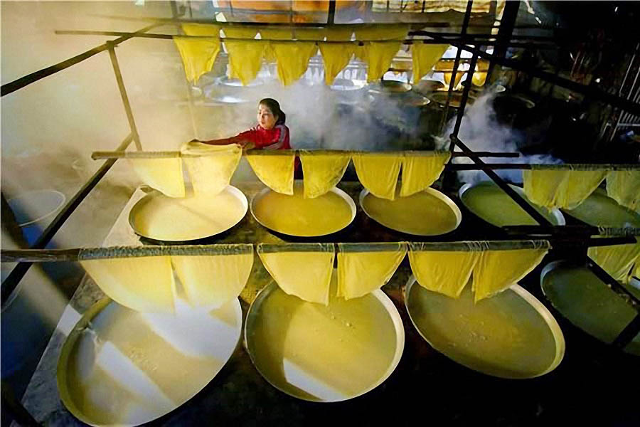 vinh long- fabricación de tofu en My Hoa