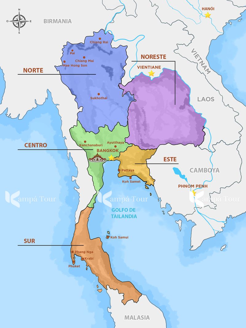 mapa de sur de tailandia
