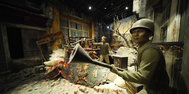 Recreación de las escenas de batalla de los soldados vietnamitas