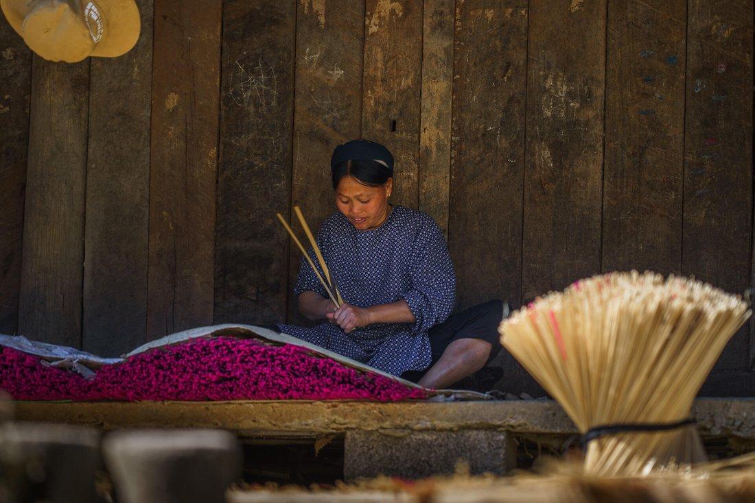 Aldea del incienso de los Nung en Phia Thap - cao bang