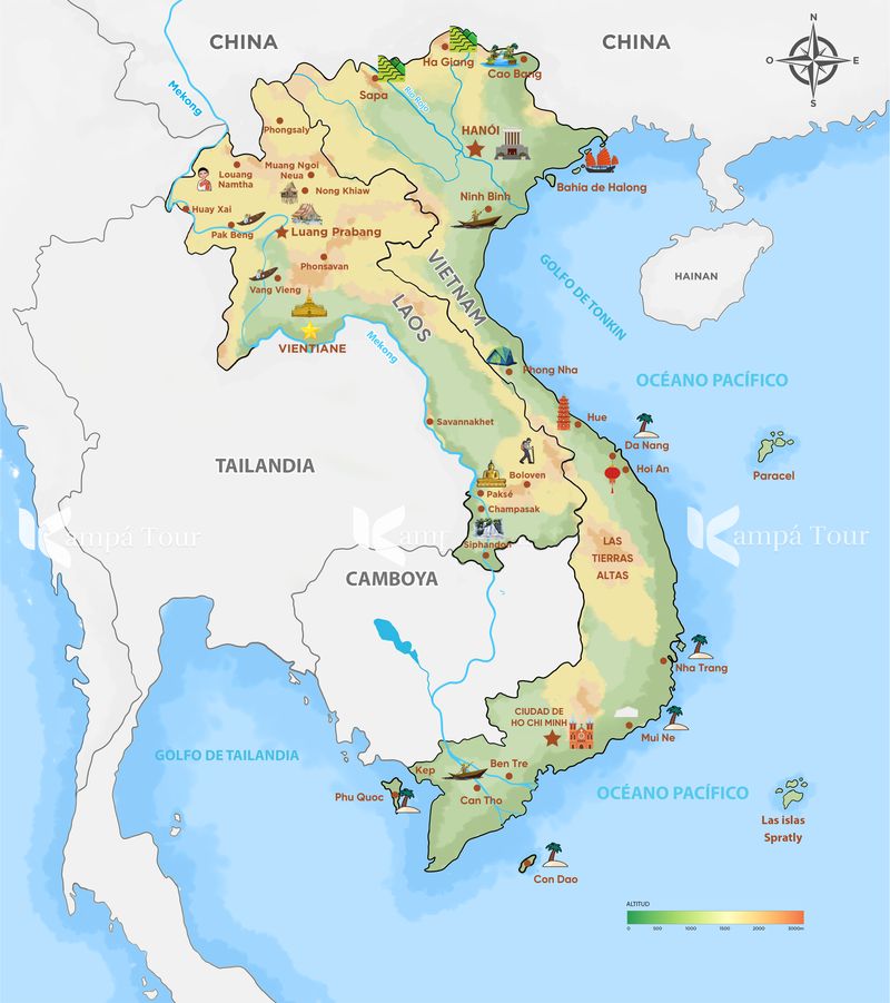 vietnam o laos - ubicacion de los dos paises