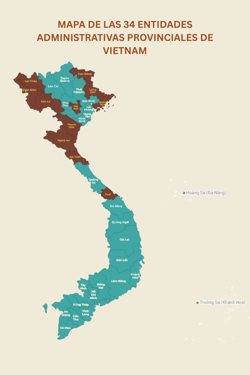 mapa de vietnam - provincias de vietnam 2025