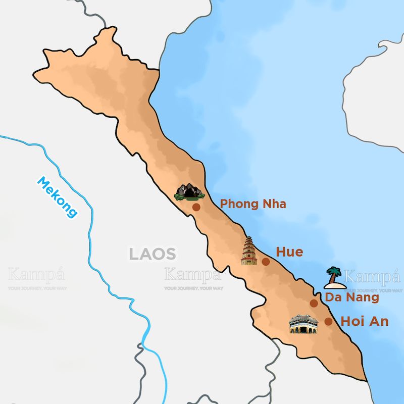 mapa de vietnam del centro